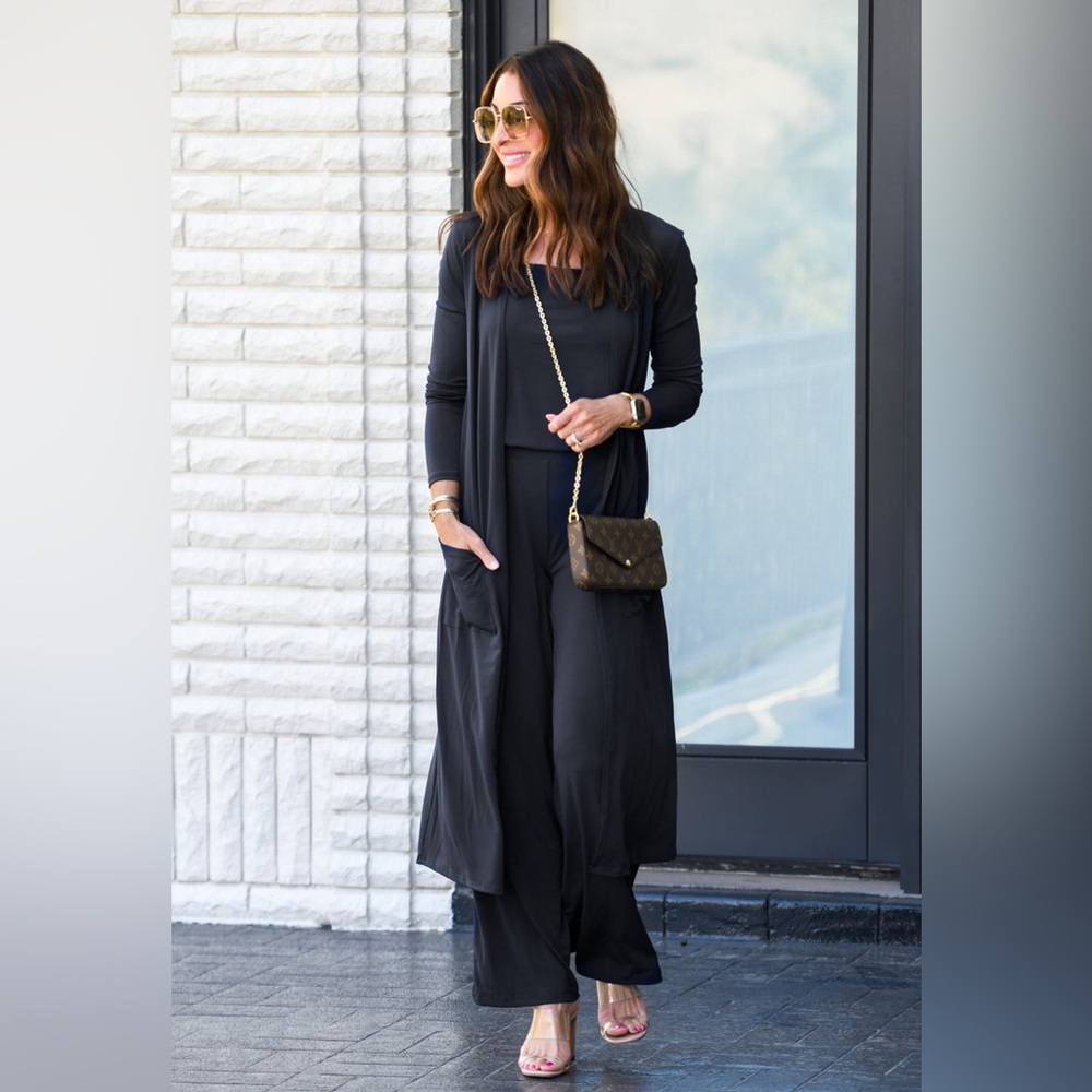 BRIGITTE BRIANNA Black Long Cardigan with Pockets